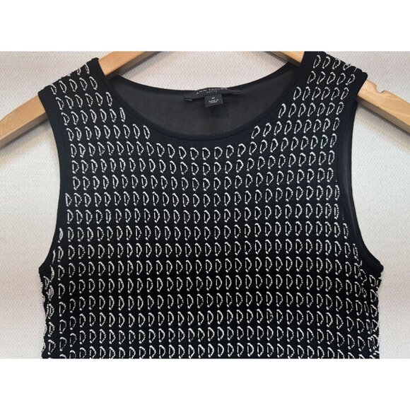 Ann Taylor Women's Tank Top Stretch Size SP Black White Embroidered Sleeveless - Picture 5 of 10